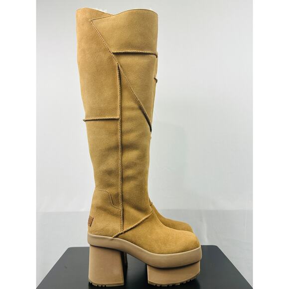 UGG Women's New Heights Platform Xtra Chestnut Shearling Boots 1157911 Size 9 - Picture 1 of 11